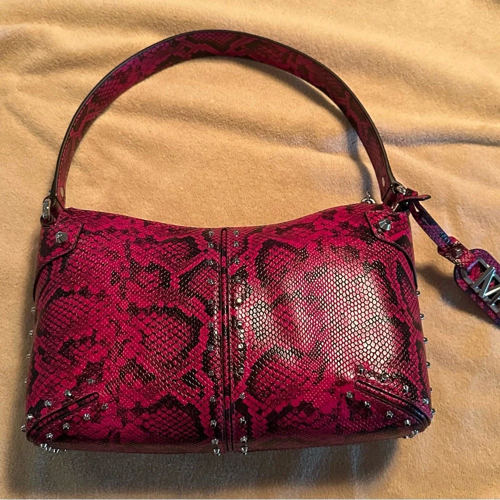 Michael Kors Hot Pink Snakeskin-Print Shoulder Bag
